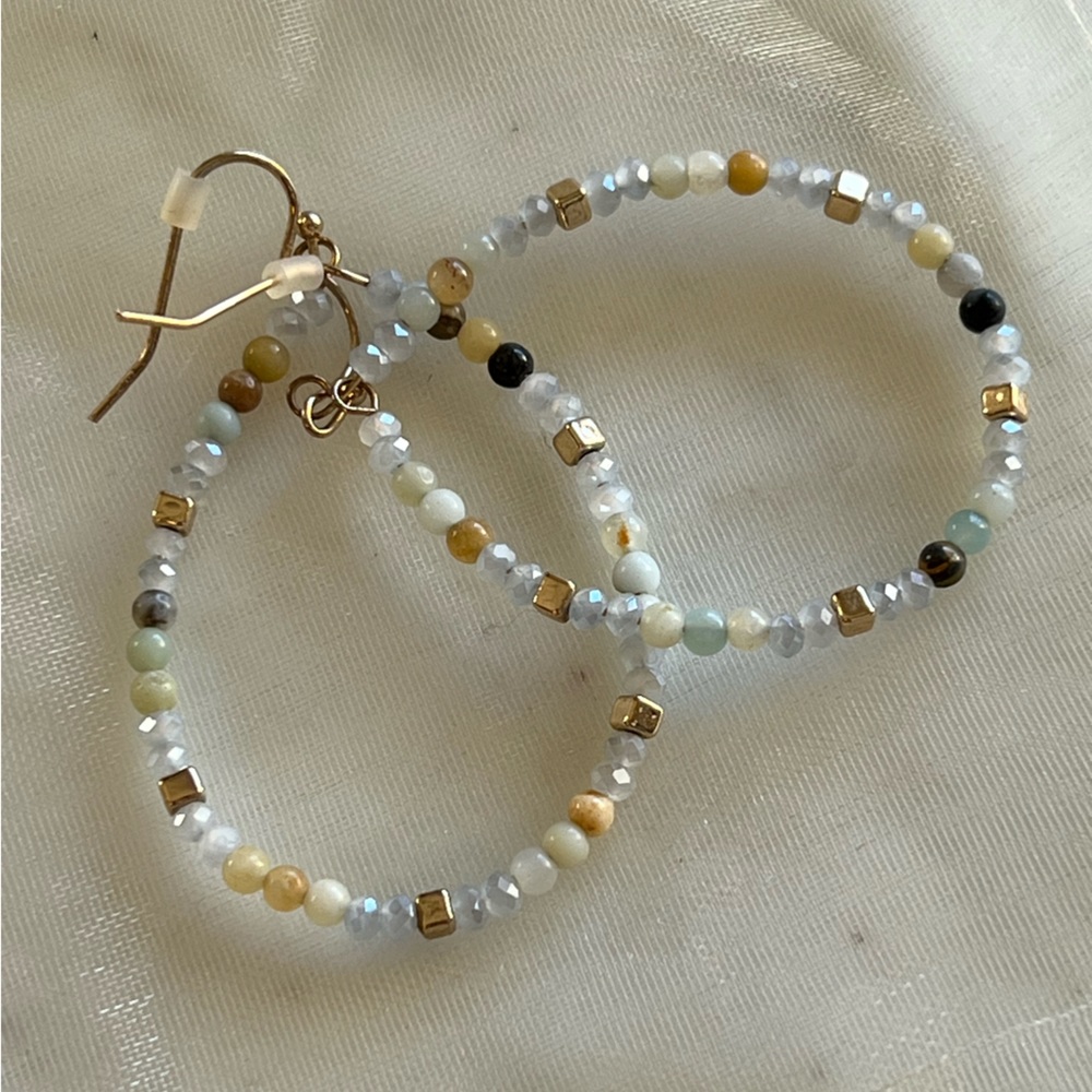 EUC J Crew Beaded Hoop Earrings